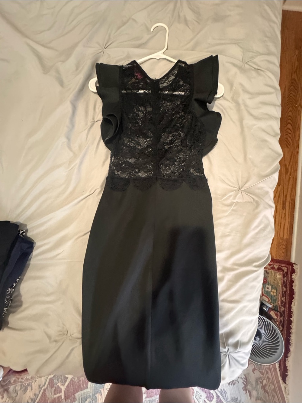 Hot Miami Styles Black Lace-Back Midi Dress with Flutter Sleeves